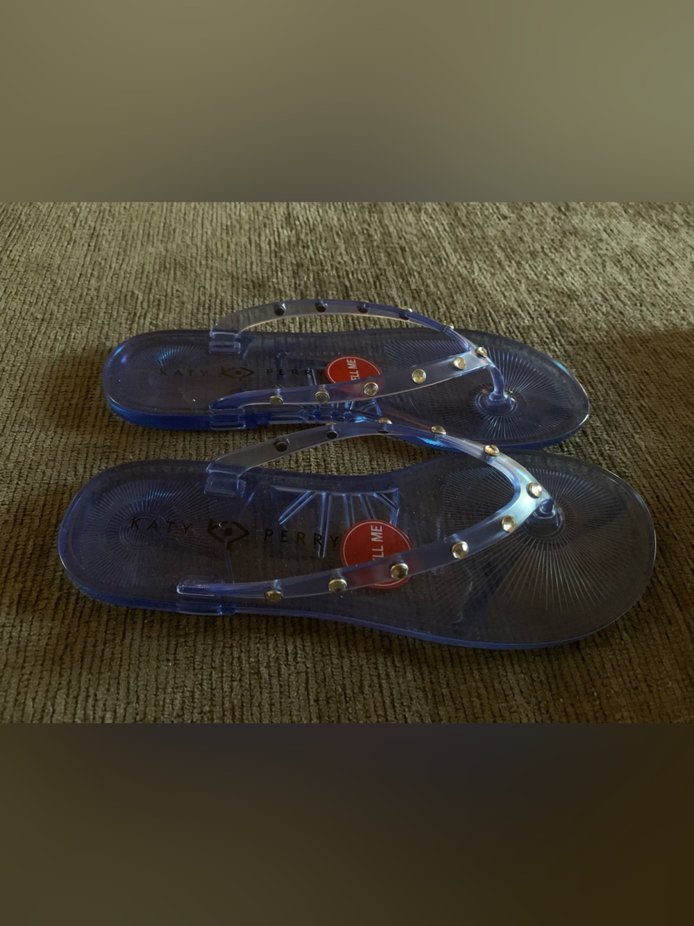 Katy Perry Clear Blue Jelly Stud Thong Sandals - Picture 3 of 7